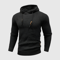 Herren Strickpullover mit Kapuze - Modischer Hoodie-Schwarz-S-Luzern Mode