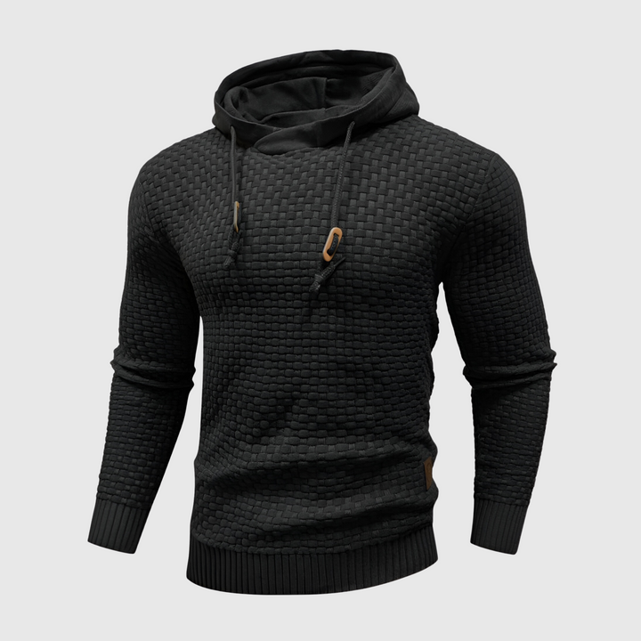 Herren Strickpullover mit Kapuze - Modischer Hoodie-Schwarz-S-Luzern Mode