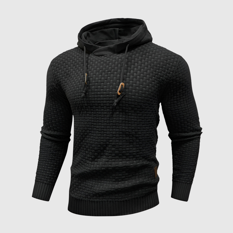 Herren Strickpullover mit Kapuze - Modischer Hoodie-Schwarz-S-Luzern Mode