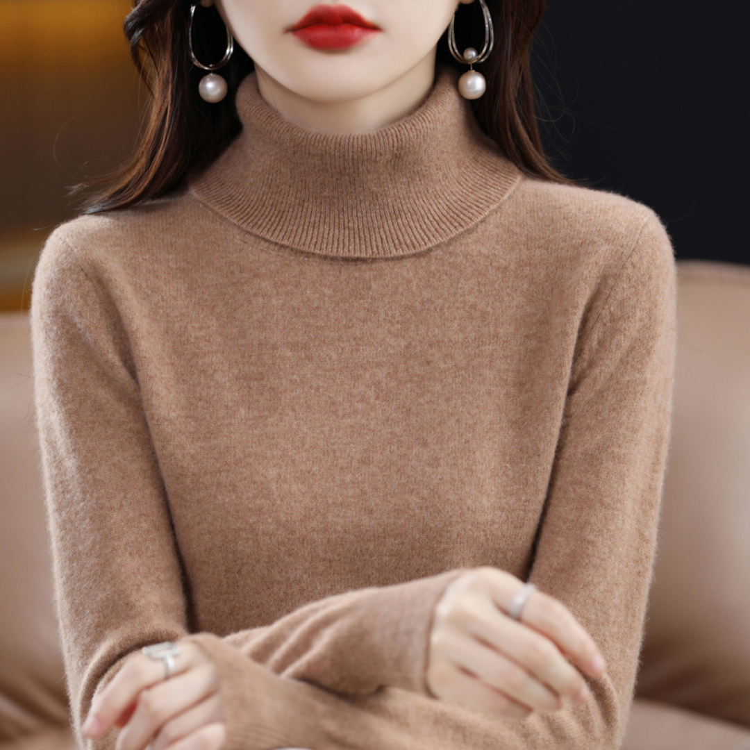 Damen Rollkragenpullover aus Kaschmir für Herbst/Winter-Bruin-S-Luzern Mode