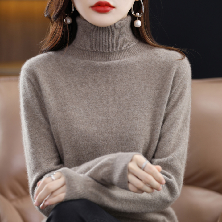 Damen Rollkragenpullover aus Kaschmir für Herbst/Winter-Donkerbruin-S-Luzern Mode