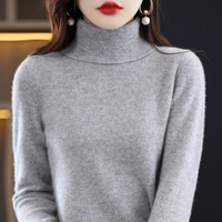 Damen Rollkragenpullover aus Kaschmir für Herbst/Winter-Grijs-S-Luzern Mode