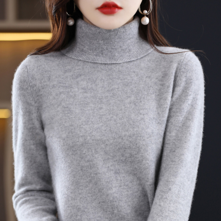 Damen Rollkragenpullover aus Kaschmir für Herbst/Winter-Grijs-S-Luzern Mode