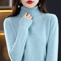 Damen Rollkragenpullover aus Kaschmir für Herbst/Winter-Lichtblauw-S-Luzern Mode