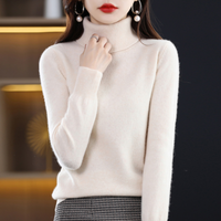 Damen Rollkragenpullover aus Kaschmir für Herbst/Winter-Lichtbruin-S-Luzern Mode