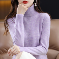 Damen Rollkragenpullover aus Kaschmir für Herbst/Winter-Lila-S-Luzern Mode