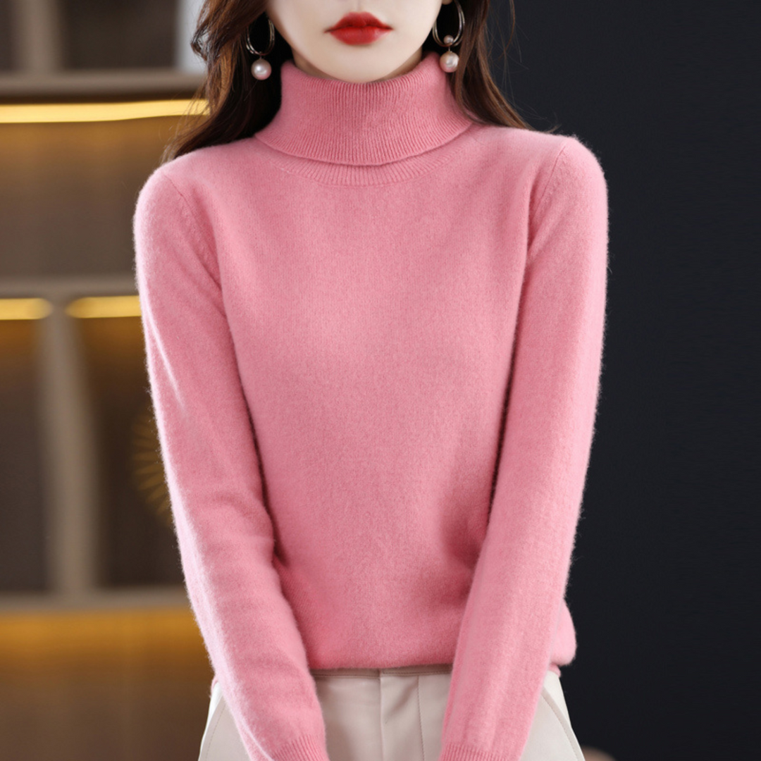 Damen Rollkragenpullover aus Kaschmir für Herbst/Winter-Roze-S-Luzern Mode