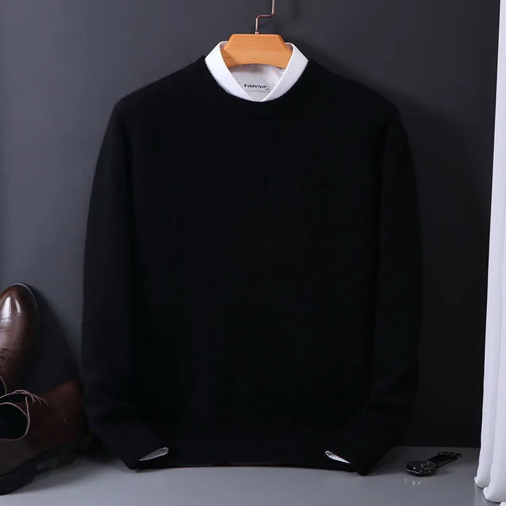 Herren Wollpullover Wintermode - Eleganter Strickpullover-Schwarz-S-Luzern Mode