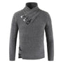 Herren Strickpullover mit Knopfdesign und Zopfmuster-Dunkelgrau-S-Luzern Mode