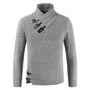Herren Strickpullover mit Knopfdesign und Zopfmuster-Grau-S-Luzern Mode