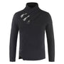 Herren Strickpullover mit Knopfdesign und Zopfmuster-Schwarz-S-Luzern Mode