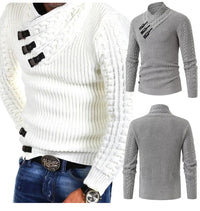 Herren Strickpullover mit Knopfdesign und Zopfmuster-Luzern Mode
