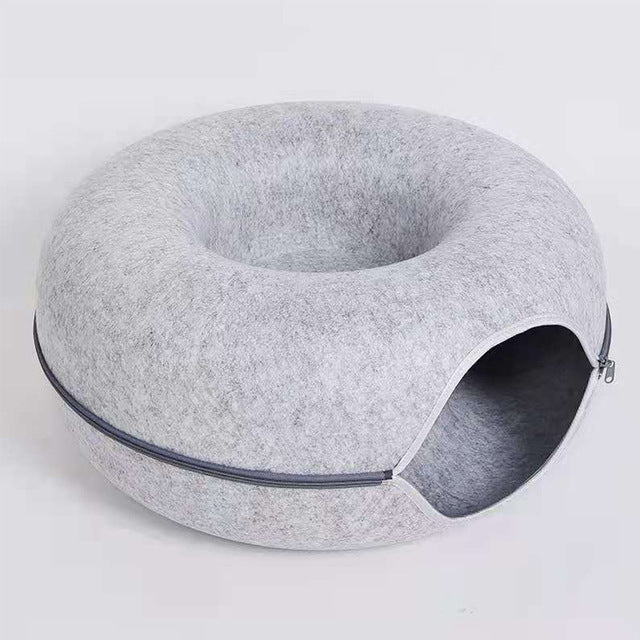 Katzenbett | Luxus Donut Spielhaus Komfortabel Nachhaltig Beruhigend-Grau-Luzern Mode