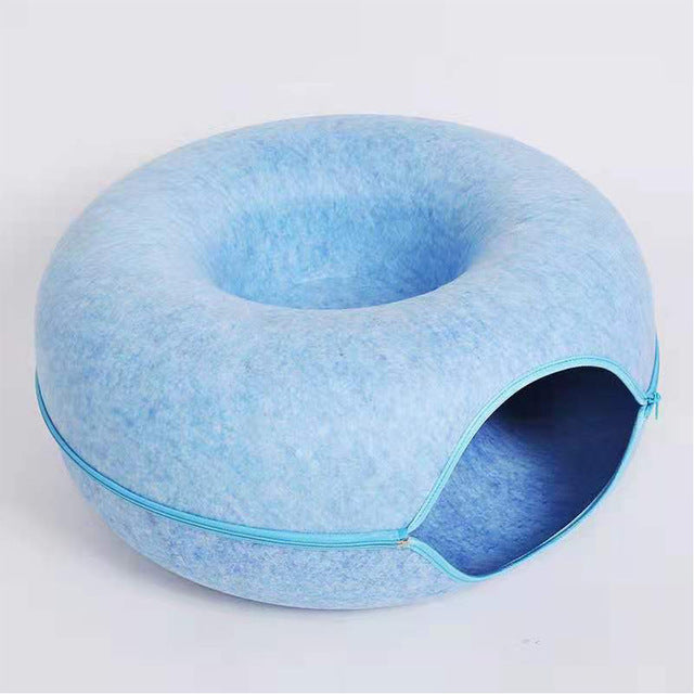 Katzenbett | Luxus Donut Spielhaus Komfortabel Nachhaltig Beruhigend-Hellblau-Luzern Mode