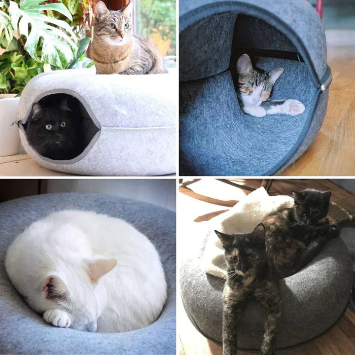 Katzenbett | Luxus Donut Spielhaus Komfortabel Nachhaltig Beruhigend-Luzern Mode