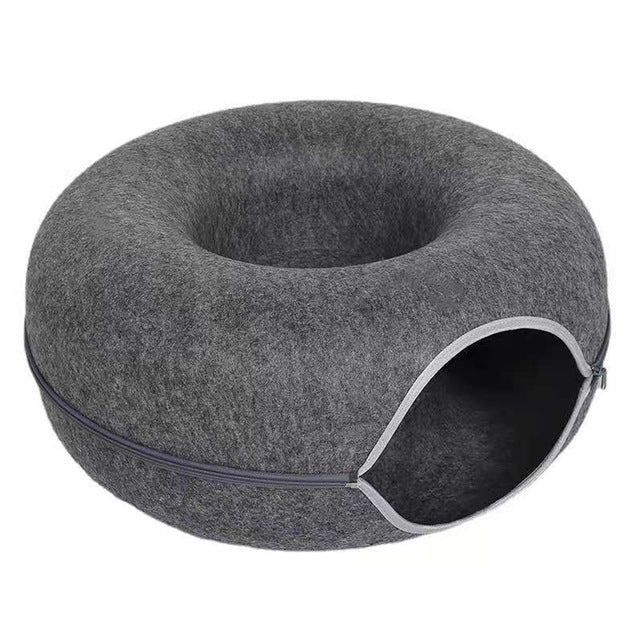 Katzenbett | Luxus Donut Spielhaus Komfortabel Nachhaltig Beruhigend-Schwarz-Luzern Mode