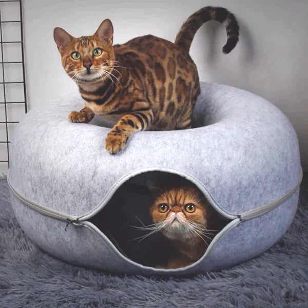 Katzenbett | Luxus Donut Spielhaus Komfortabel Nachhaltig Beruhigend-Luzern Mode