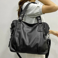 Damen Handtasche Leder - Elegante Schultertasche groß-Schwarz-Luzern Mode