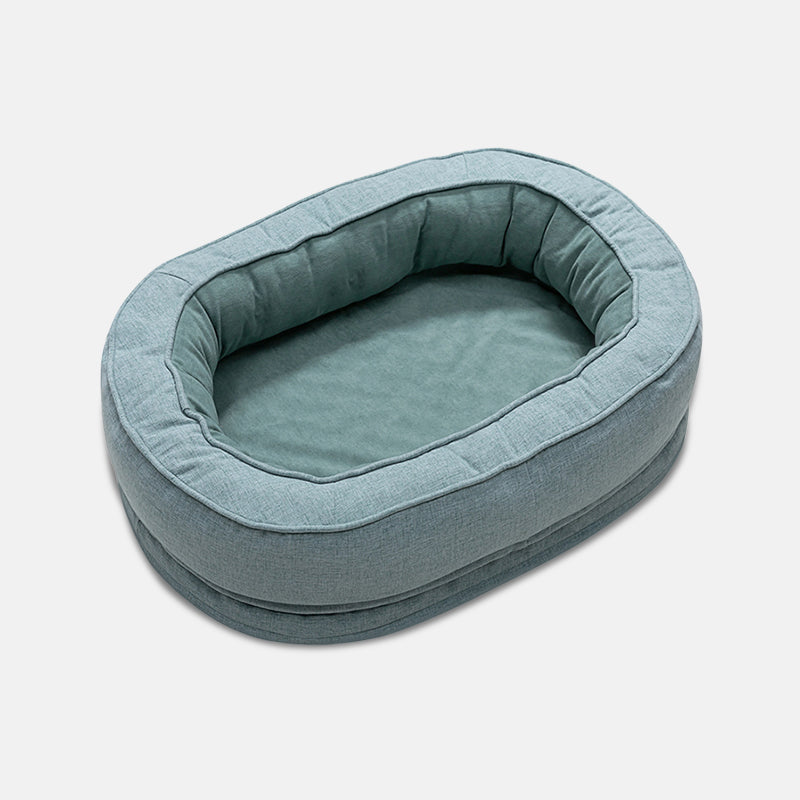 Hundebett | Oval Komfortabel Orthopädisch Beruhigend Luxus Rutschfest-Grün-M-Luzern Mode