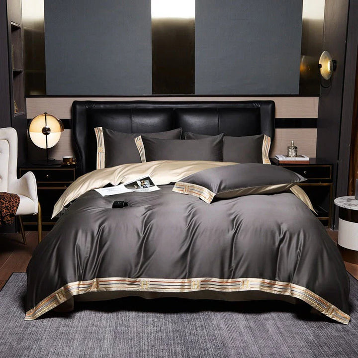 Bettwäsche Set | 4-teilig Satin Luxuriös Weich Komfortabel Langlebig Atmungsaktiv-Luzern Mode