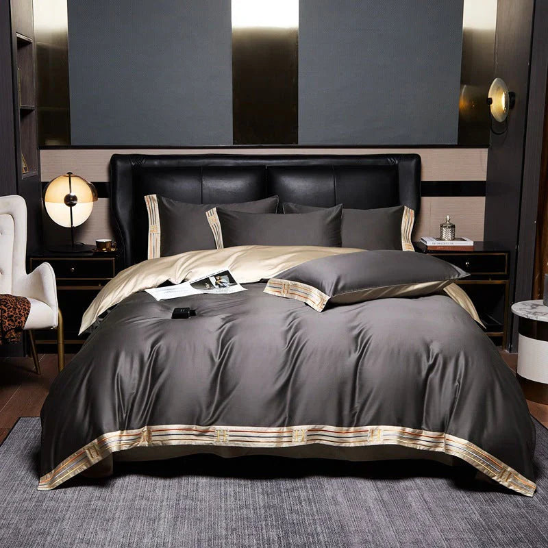 Bettwäsche Set | 4-teilig Satin Luxuriös Weich Komfortabel Langlebig Atmungsaktiv-Luzern Mode