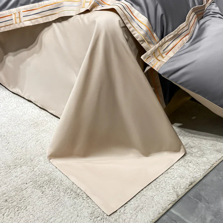 Bettwäsche Set | 4-teilig Satin Luxuriös Weich Komfortabel Langlebig Atmungsaktiv-Luzern Mode