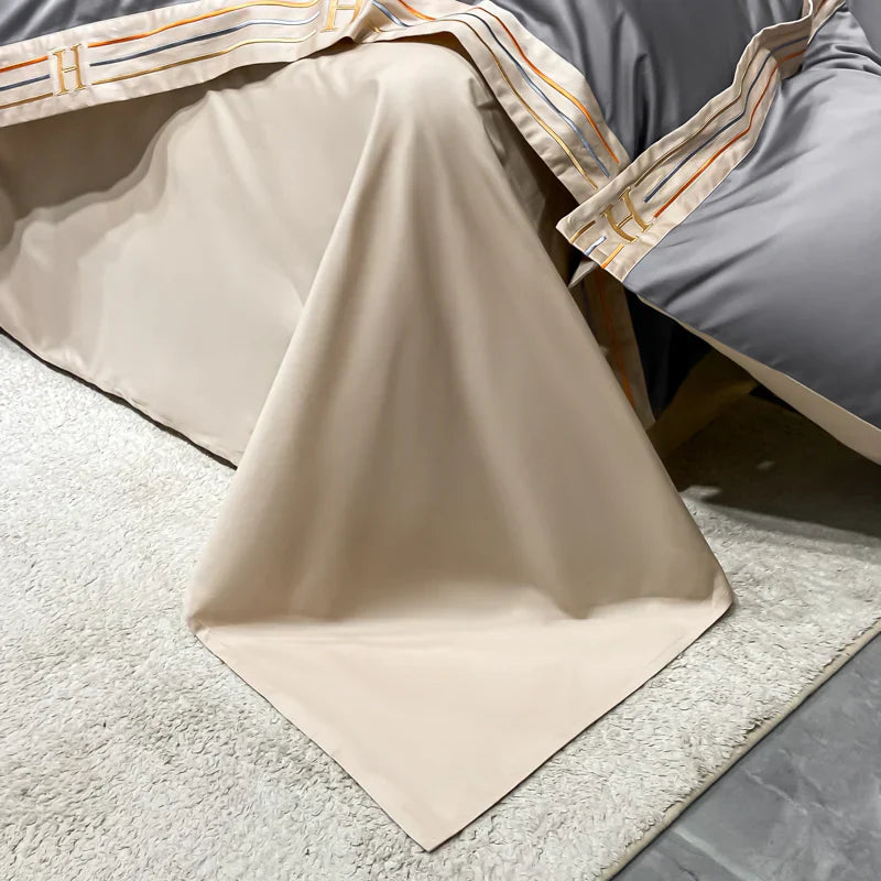 Bettwäsche Set | 4-teilig Satin Luxuriös Weich Komfortabel Langlebig Atmungsaktiv-Luzern Mode
