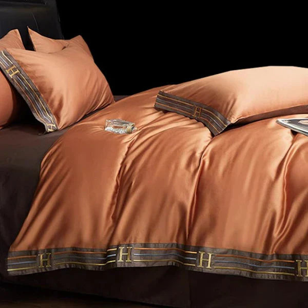 Bettwäsche Set | 4-teilig Satin Luxuriös Weich Komfortabel Langlebig Atmungsaktiv-Luzern Mode