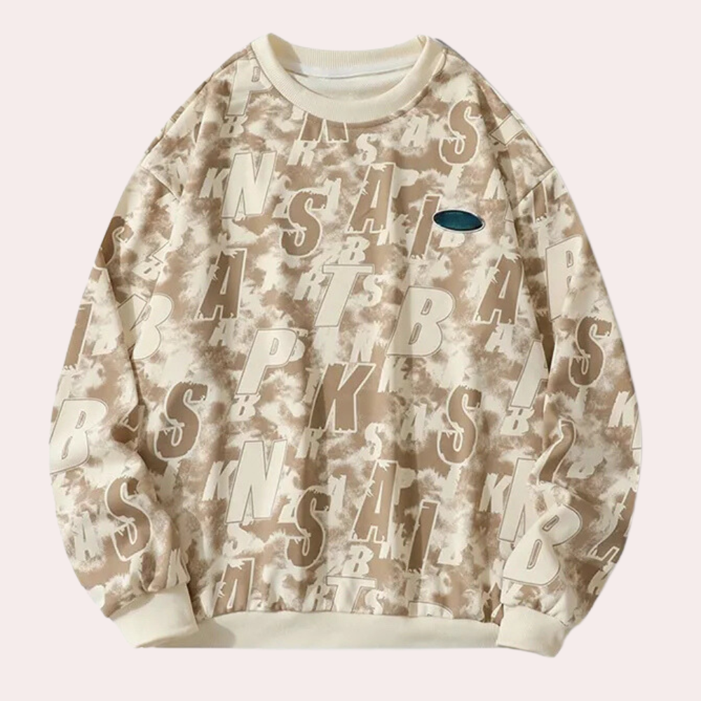 Herren Sweatshirt mit Buchstabenmuster - Lässiger Stil-Khaki-S-Luzern Mode