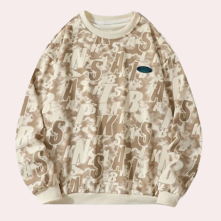 Herren Sweatshirt mit Buchstabenmuster - Lässiger Stil-Khaki-S-Luzern Mode