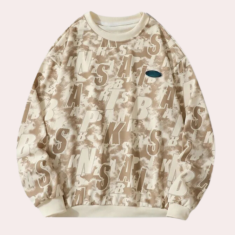 Herren Sweatshirt mit Buchstabenmuster - Lässiger Stil-Khaki-S-Luzern Mode
