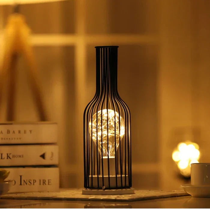 Tischlampe | Luxus Stilvoll Vielseitig Einzigartig Langlebig Schwarz Stimmungsvolles Licht-Weinflasche-Luzern Mode