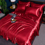 Bettbezug | Doppelbett Satin Komfortabel Weich Luxus Atmungsaktiv-Dunkelrot-150X200CM-Luzern Mode