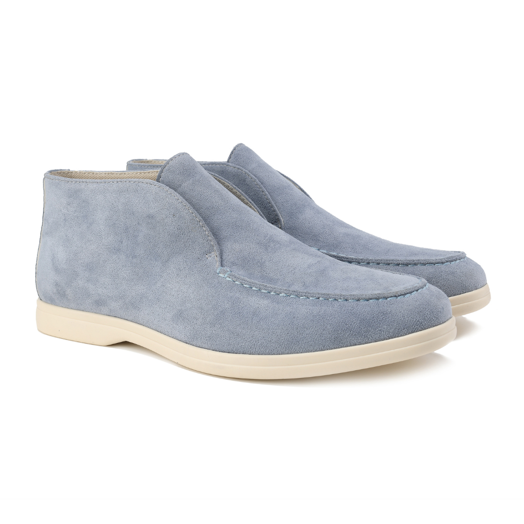 Herren Wildleder Mokassins - Bequeme Freizeitschuhe-Hellblau-39-Luzern Mode