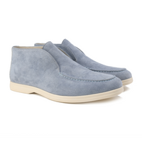 Herren Wildleder Mokassins - Bequeme Freizeitschuhe-Hellblau-39-Luzern Mode
