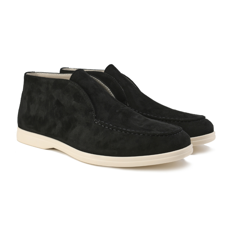 Herren Wildleder Mokassins - Bequeme Freizeitschuhe-Schwarz-39-Luzern Mode