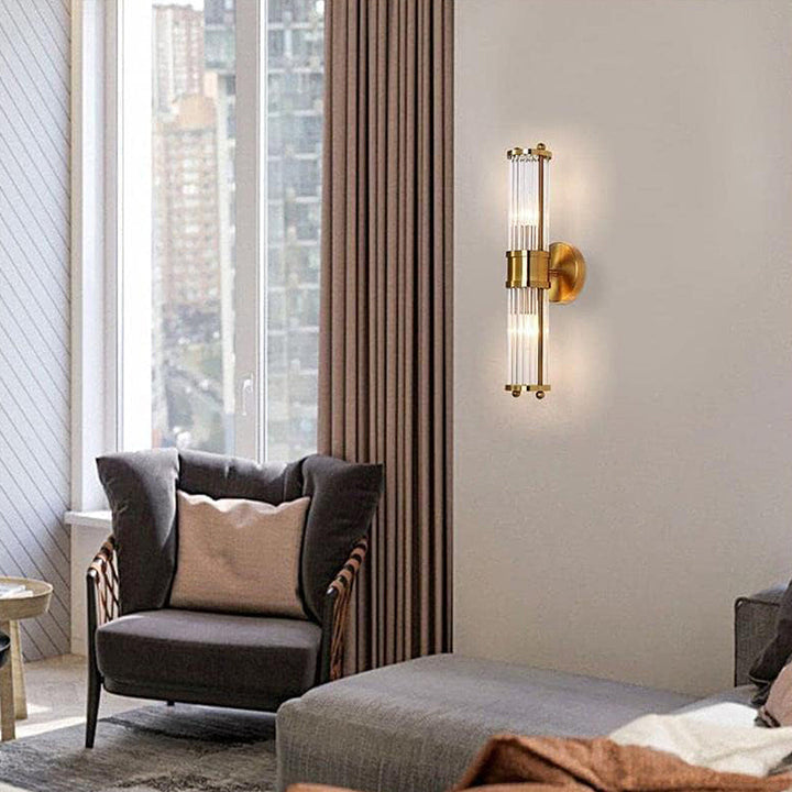 Goldene Wandleuchte | Zylinder Luxus Stilvoll LED Langlebig Vielseitig-D9×H48cm-Dreifarbwechsel-Luzern Mode