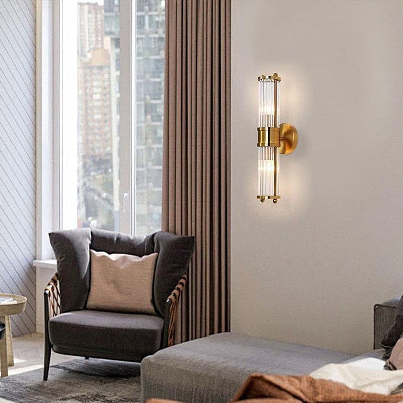 Goldene Wandleuchte | Zylinder Luxus Stilvoll LED Langlebig Vielseitig-D9×H48cm-Dreifarbwechsel-Luzern Mode