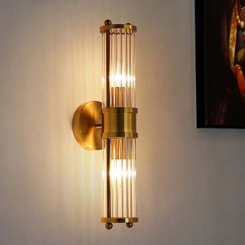 Goldene Wandleuchte | Zylinder Luxus Stilvoll LED Langlebig Vielseitig-D9×H48cm-Warmes Licht-Luzern Mode