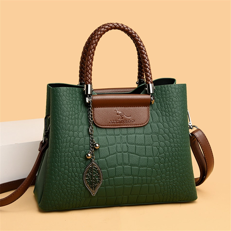 Geflochtene Handtasche Damen - Elegante Schultertasche-Grün-Luzern Mode
