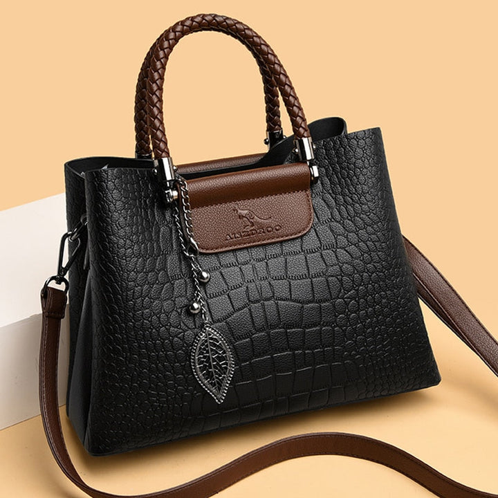 Geflochtene Handtasche Damen - Elegante Schultertasche-Schwarz-Luzern Mode