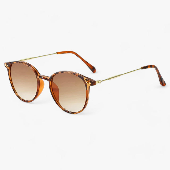 Damen Sonnenbrille | Rundem Rahmen | UV-Schutz | Retro Design-Leopard Braun-Luzern Mode