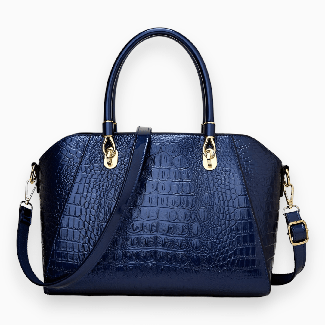 Luxus Damen Handtasche mit Krokodil-Muster und Schulterriemen-Blau-Luzern Mode