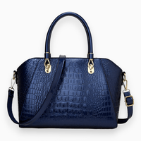 Luxus Damen Handtasche mit Krokodil-Muster und Schulterriemen-Blau-Luzern Mode
