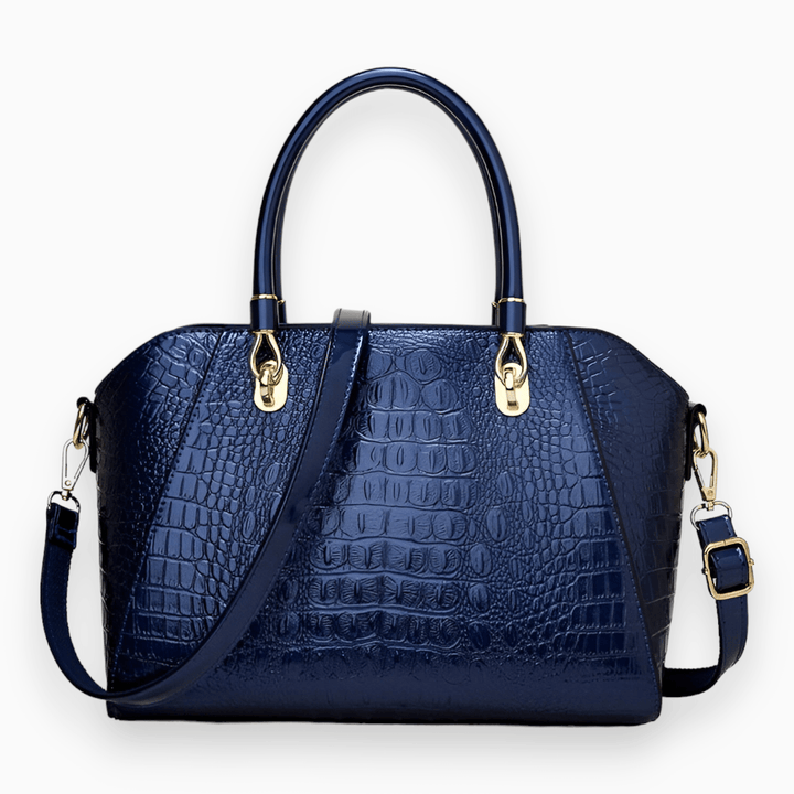 Luxus Damen Handtasche mit Krokodil-Muster und Schulterriemen-Blau-Luzern Mode