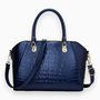 Luxus Damen Handtasche mit Krokodil-Muster und Schulterriemen-Blau-Luzern Mode