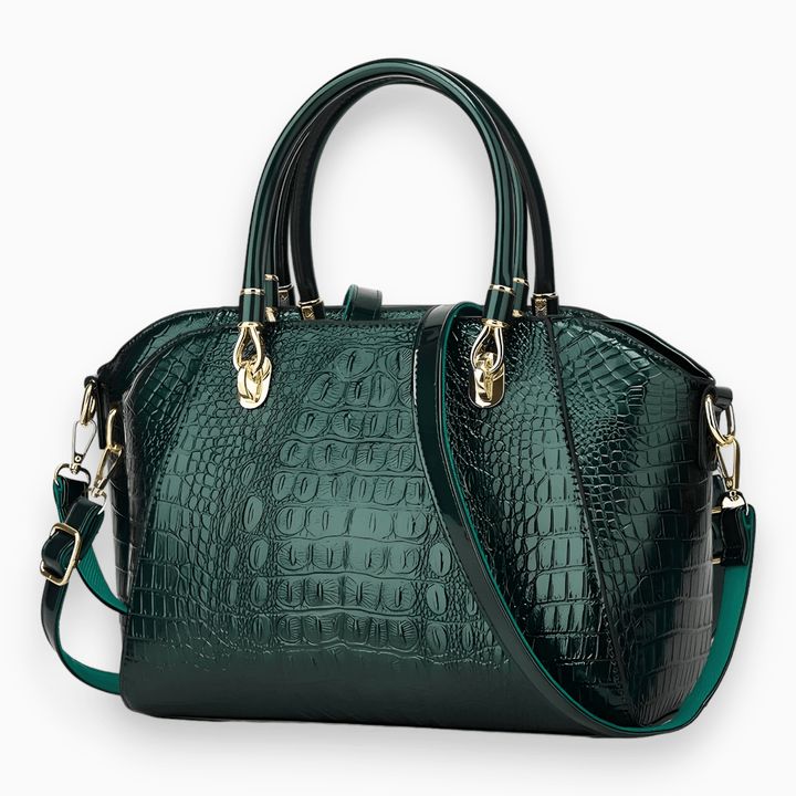 Luxus Damen Handtasche mit Krokodil-Muster und Schulterriemen-Grün-Luzern Mode