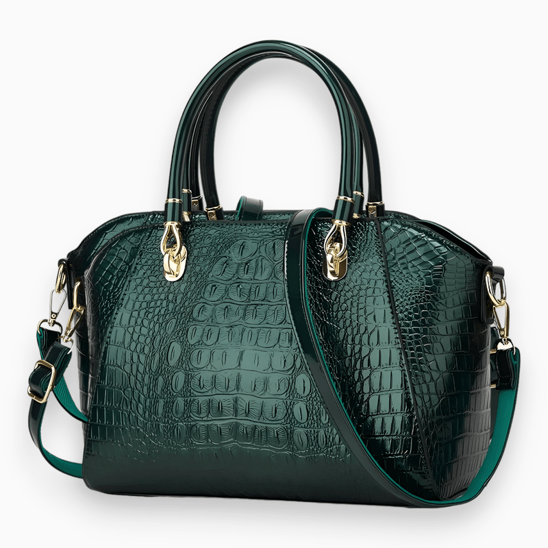 Luxus Damen Handtasche mit Krokodil-Muster und Schulterriemen-Grün-Luzern Mode