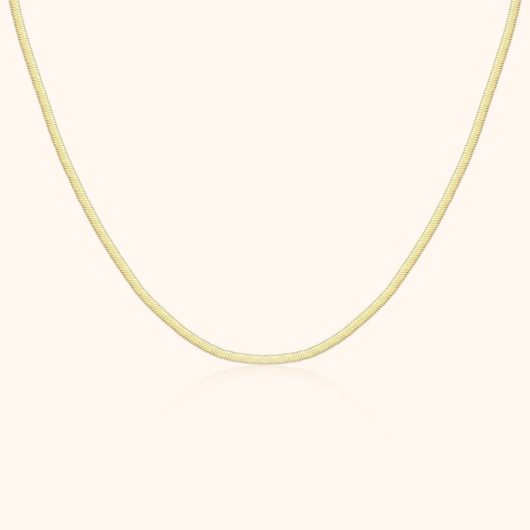 Schlichte Kette | Glatt Flach Silber Gold Stilvoll Minimalistisch Langlebig-Gold-Luzern Mode