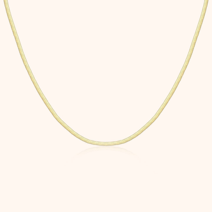 Schlichte Kette | Glatt Flach Silber Gold Stilvoll Minimalistisch Langlebig-Gold-Luzern Mode